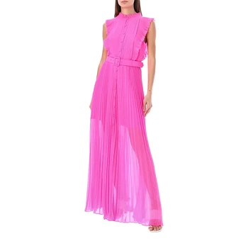 2023 új rose ujjatlan Egy-vonal ruha Y2K chiffon ruha divat magas utcai általános rakott szoknya