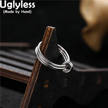 Uglyless 1 Készlet 3 Körök, Gyűrűk Nők Minimalizmus Fényes 925 Sterling Ezüst Ékszer Tripla Link Gyűrűk Semleges Menő Lányok Bijoux