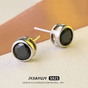 ✨J&Y EZÜST✨【Raktáron】100% Sterling Ezüst S925 Fülbevaló Fülbevaló Fekete, kör alakú aranyozott Ékszer Ajándék E603