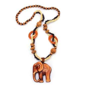 Bohém Ékszerek Etnikai Stílus Hosszú Kézzel Készített Gyöngy Fa Elefánt Medál Nyaklánc Női Tisztességes Ár