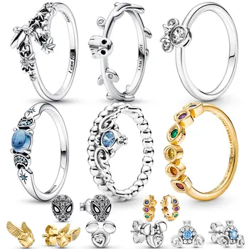 2023 Új 100% - Os 925 Sterling Ezüst Gyűrűk Ujját A Nők Gyűrű, Arany-Kék Esküvő Ékszer Eljegyzési Ajándék Lányoknak