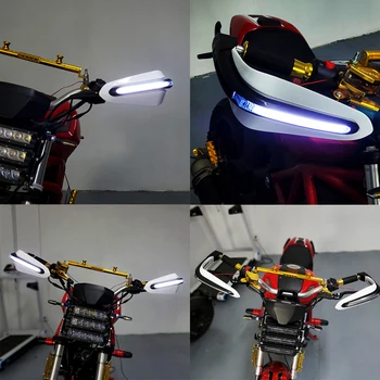 Motoros Kézi Őrök Kormány Kezét Védő a LED-es Lámpák Motocross Handguards Univerzális Tartozékok honda integra 750