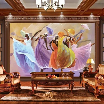 beibehang Egyedi falfestmények nagy divat otthon dekoráció színes Afrikai lány, dance TV hálószoba fali tapéta cucc de parede