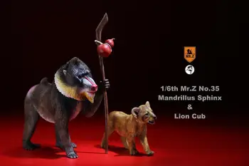 Mr Z MRZ035 állat modell sz. 35 ,1/ 6 arány Mandrillus Szfinx & oroszlánkölyök készlet
