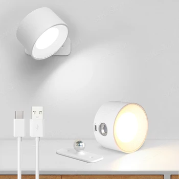 LED Fali Lámpa USB Újratölthető, Vezeték nélküli Fali Gyertyatartó Lámpa 360° - os Elforgatás Állítható Touch Control LED-es Lámpák Szoba Dekoráció