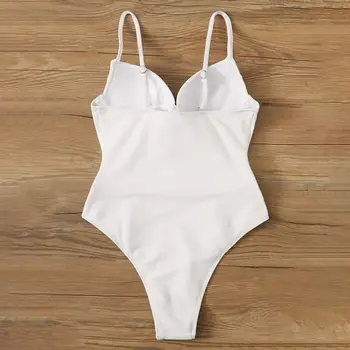 Body Fürdőruha Ujjatlan Egy-darab Bikini Rugalmas Női Magas Vágni Egy darab Bikini Beach