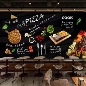 Egyéni háttérkép, 3d falfestmény, fekete, kézzel festett olasz pizza bolt Western étterem háttér tapéta lakberendezés 3d háttérkép