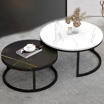 Kerek Tea Északi asztalkák Ágy Oldalán Luxus Modern dohányzóasztalok Nappali Fém Tavolino Da Salotto Otthon Bútor WK