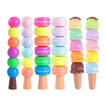 6 Színű Aranyos Macaron & Ice Cream Filctollat Meghatározott Markerek Fluoreszkáló Toll a Gyermekek Játék, Ajándék, Iskolai felszerelés, Írószer