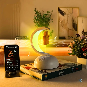 LED Starmoon Szerződés Bluetooth Hangszóró Éjszakai Fény 3D Sztereó hangminőség Otthoni Asztali, Éjjeli Lámpa Mélynyomó Kis Sztereó Új