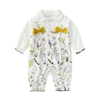 3-12 Hónap tavaszi őszi baba gyermek pamut hosszú ujjú kislány Overált Levél minta Nyomtatás Csecsemők, lányok fehérnemű Housewear