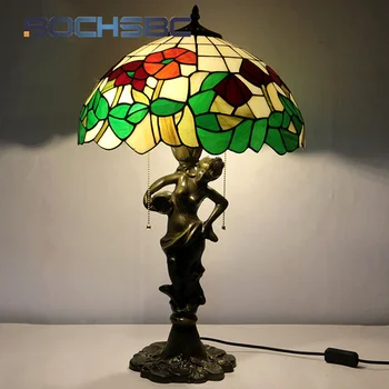BOCHSBC Tiffany Európai retro stílusú Mediterrán szépség, asztali lámpa, dekor nappali tanulmány hálószoba írás szemvédő lámpa