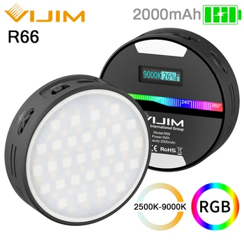 VIJIM R66 Mini RGB LED Videó Fény DSLR Fényképezőgép, Okostelefon Vlog Fény A Fotózás Világító Fényt 2500k-9000k CRI95+
