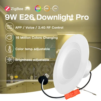 Gledopto 9W ZigBee3.0 RGBCCT LED Beépíthető E26 MINKET Típusú Világos Színű 2200~6500K Beltéri Intelligens Élet Tuya Otthonos Alexa App Hang RF