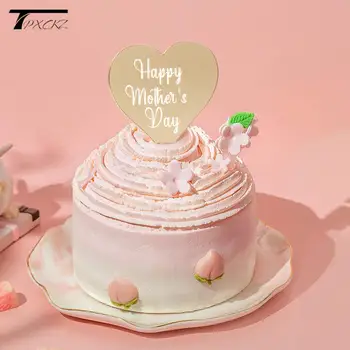 10db Arany Boldog anyák napját Akril Szív Cupcake Topper Fél Desszert, Torta DIY Dekoráció, Torta Topper A Születésnap