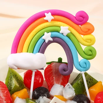 Szivárvány Stílus Torta Topper Puha Agyagból Készült Felhő Mintás Torta Dekoráció Színes Cupcake Gyerekek Születésnapi Dekoráció Esküvői Kellékek
