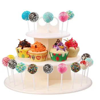 3 Rétegű, Lollipop Torta Állvány, 2 az 1-ben Műanyag Torta Kijelző Állni 15-Lyuk Lollipop Állni Diy Sütés Desszert Táblázat