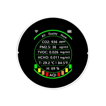 Tuya Wifi 7 1 levegőminőség-Mérő PM2.5 CO2 TVOC HCHO Hőmérséklet Szén-Dioxid-Érzékelő Riasztó Fehér