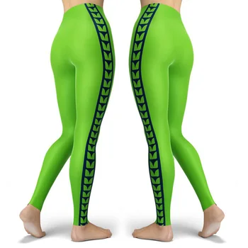 A nők Sport Leggings Zöld Tengerész Csíkos 3D Nyomtatás Tornaterem Legging Futó Sportwear Magas Derék Karcsú Fitness Nadrág Kocogás Jeggings