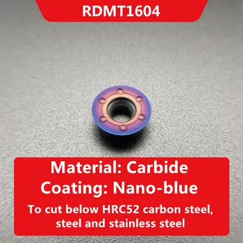 10db HRC52 Nano-kék bevonat RPMT1204R6/RDMT1604R8/SEKT1204AFTN/ vágott edzett acél edzett acél acél csapágy