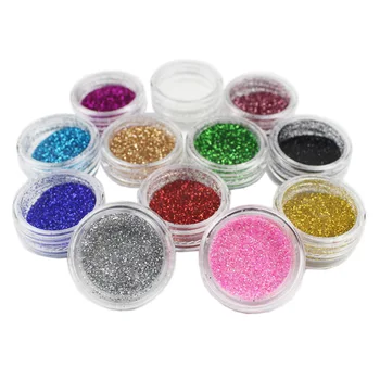 12 Db Mix Color Glitter Por Hatalom Dekoráció DIY Nail Art Akril UV Gél Tippek a Körmök Szépsége