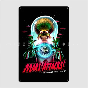 A Mars Atacks Poszter Fém Plakett Mozi Garázs Garázs Klub Tervezése, Fali Dekor Adóazonosító Jel Poszter