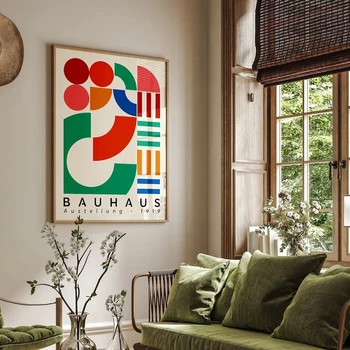 Retro Század Közepén Poszter Geometriai Nyomatok Bauhaus Wall Art Vászon Festmény Plakátok Nappali Lakberendezés