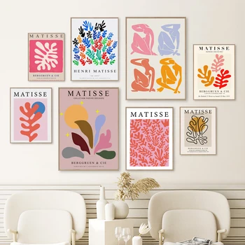 Absztrakt Matisse Botanikus Vonalak Régi Bohém Wall Art Vászon Festmény, Poszterek, Nyomatok, Fali Képek, Nappali Dekor