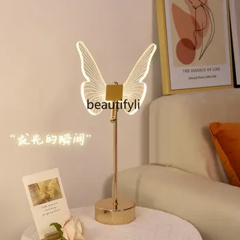 Pillangó asztali lámpa hálószoba éjjeli lámpa nagy értékű tulipán virág, kreatív, modern, egyszerű hangulat lámpa