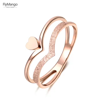 FlyMango Romantikus, Szív alakú Koronát Molde Gyűrű Rose Gold Színű Rozsdamentes Acél Ékszerek, Ajándék Nőknek, Halka Anillo FR18140