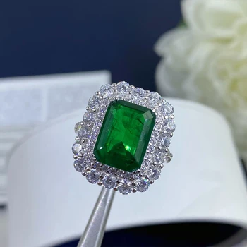 Magas minőségű, tiszta 925 sterling ezüst forró ékszer Női luxus klasszikus zöld gyönyörű gyűrű Évforduló ajándék party kellékek