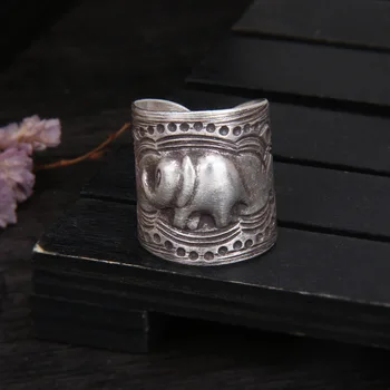 MeiBaPJ Igazi S925 Retro Ezüst Thai Kézzel készített Ezüst Elefánt Gyűrű Nyitva Jól Divat Jewelrry Ingyenes Szállítási FY
