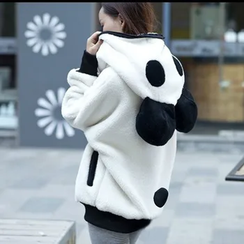 Aranyos Kapucnis Felső Nők Bundában Aranyos Medve Fülébe Panda Télen Meleg, Kapucnis Kabát Női Kapucnis Dzseki Felsőruházat Sudadera Streetwear