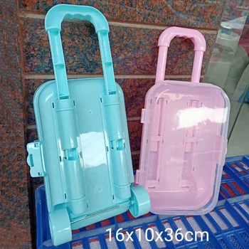 A Barbie Baba kiegészítők BJD DIY Baba műanyag gurulós bőrönd bőrönd tároló doboz bútorok, Játékok, Gyerekeknek Játszóház
