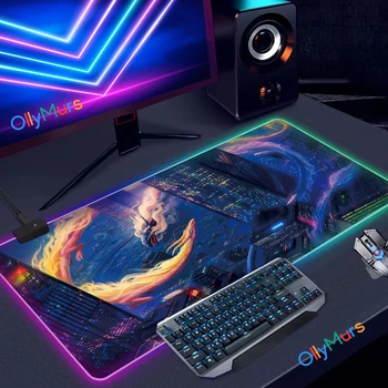Extra RGB Gamer Laptop Asztal Japán Sárkány Egér Szőnyeg XL Művészeti Játékosok Tartozékok Egér Pad LED Nagy PC Gamer Táblázat Szőnyeg