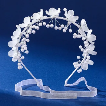 Fehér Virág Fejpánt Gyöngy Headpieces a Menyasszony Esküvői Super Fairy Hairbands Szalag Sapkák Női Haj, Ékszerek