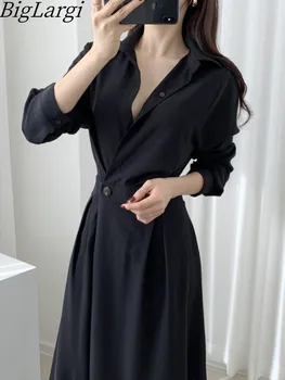 Elegáns Vintage Pamut Póló Ruha Női Koreai Elegáns Midi Női Ruha Fekete Hosszú Nő Ruha 2023 Nyári Vestidos