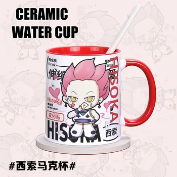Anime HUNTER X HUNTER Hisoka Kreatív Kerámia Bögre, Csésze Víz egy Csésze Tea Kellékek Rajongók Kanál+Csésze fedél Gyűjtemény Ajándékok