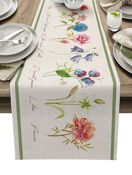 Kis Friss Virág, Vászon Nyomtatás asztali Futó Party Dekoráció Mosható Étkező Asztal Futó Esküvői Asztal Dekoráció