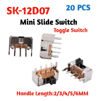 20db/sok SK12D07VG3 Interruptor ON/OFF Mini tolókapcsoló 1P2T SK-12D07 3/4/5MM Fogantyú Pozíció Kapcsolók vízszintes tápegység