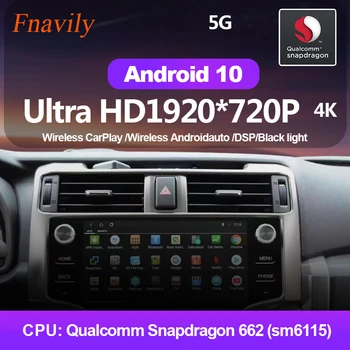 Fnavily Android 10 autórádió Toyota 4runner Multimédia Navigációs Rádió Sztereó Vezeték nélküli CarPlay Mirrorlink WIFI GPS 12.3