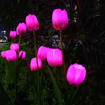 Út Napelemes Lámpa Kerti Rózsa, Tulipán Udvarban Dekoratív Folyosó Lámpa Szimuláció Outdoorgarden Világítás Lily Orchidea Park Lawn