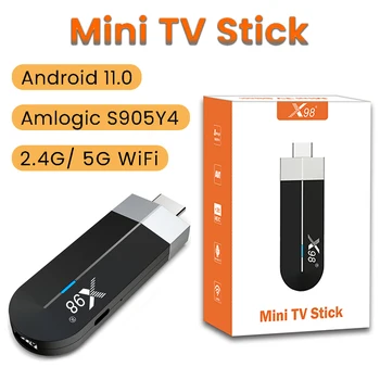 X98 S500 Android 11.0 Mini TV Stick Amlogic S905Y4 2.4 G/5G WiFi 4K H. 265 HEVC BT Set Top Box médialejátszó Mini TV Box X98S500
