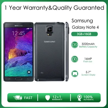 Eredeti Kártyafüggetlen Samsung Galaxy Note 4 4G Quad-core 3 GB RAM, 16 GB ROM 16MP 5.7
