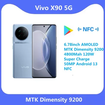 Hivatalos, Eredeti, Új VIVO X90 5G Mobiltelefon 6.78 hüvelykes AMOLED MTK Dimensity 9200 4800Mah 120 w-os Super Charge 50MP Android 13 NFC